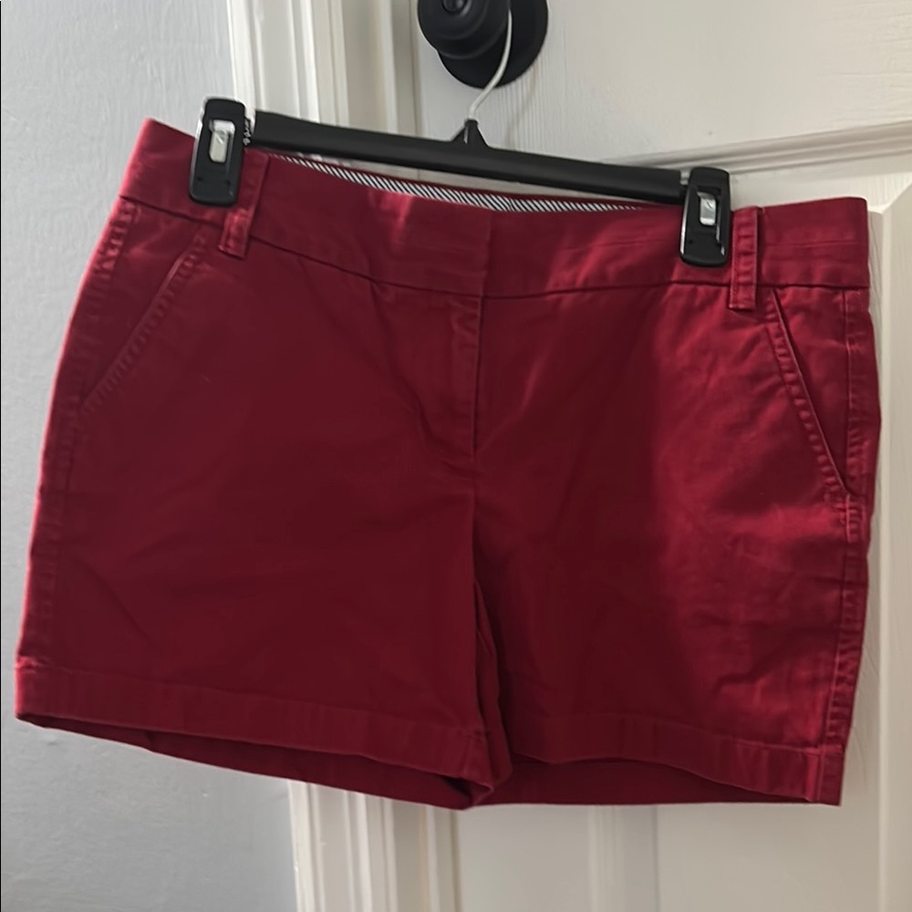 J. Crew Red Bermuda Shorts Cotton Blend Relaxed Fit